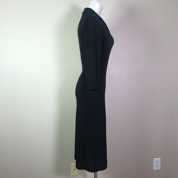 BANANA REPUBLIC BLACK STRETCH 3/4 SLEEVE DRESS - Picture 3 of 7